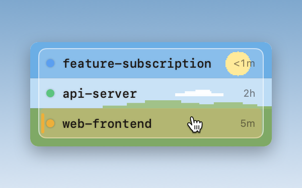 AgentManager session list with the waiting row highlighted for jumping to its terminal